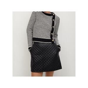 Zara Mini Skirt XS Black Faux Leather Diamond Quilted Dark Academia Goth Punk